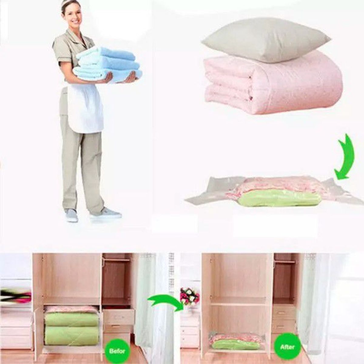 INSPIRA MARKET - Bolsas al vacío compresoras de ropa 60x80 cm x 1 und