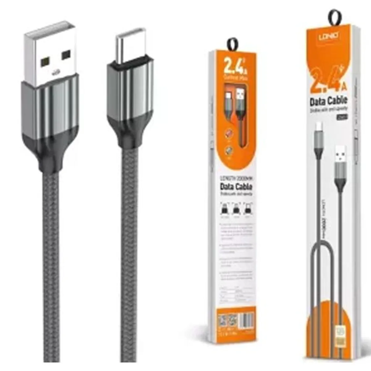 LDNIO - Cable Ldnio LS432 USB a Tipo-C 2.4A  Reforzado Nylon 2 Metros