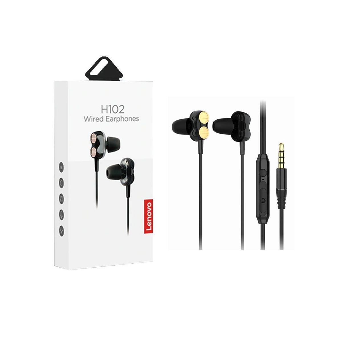 LENOVO - Audífono Lenovo H102 Control de Volumen Original Negro