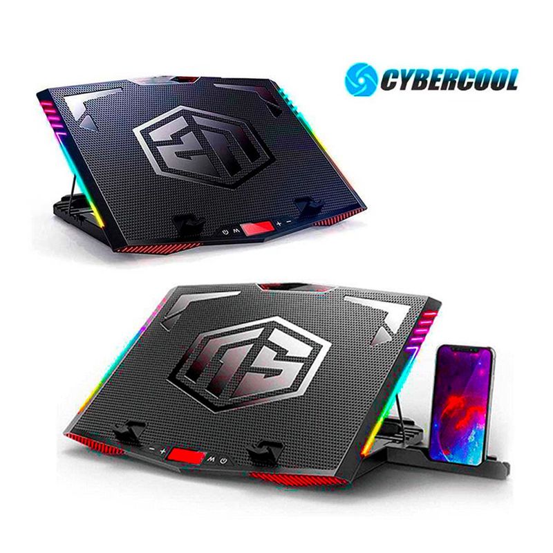 CYBERCOOL - Cooler RGB Gamer Hasta 17 Con Soporte para Movil Ha-k7