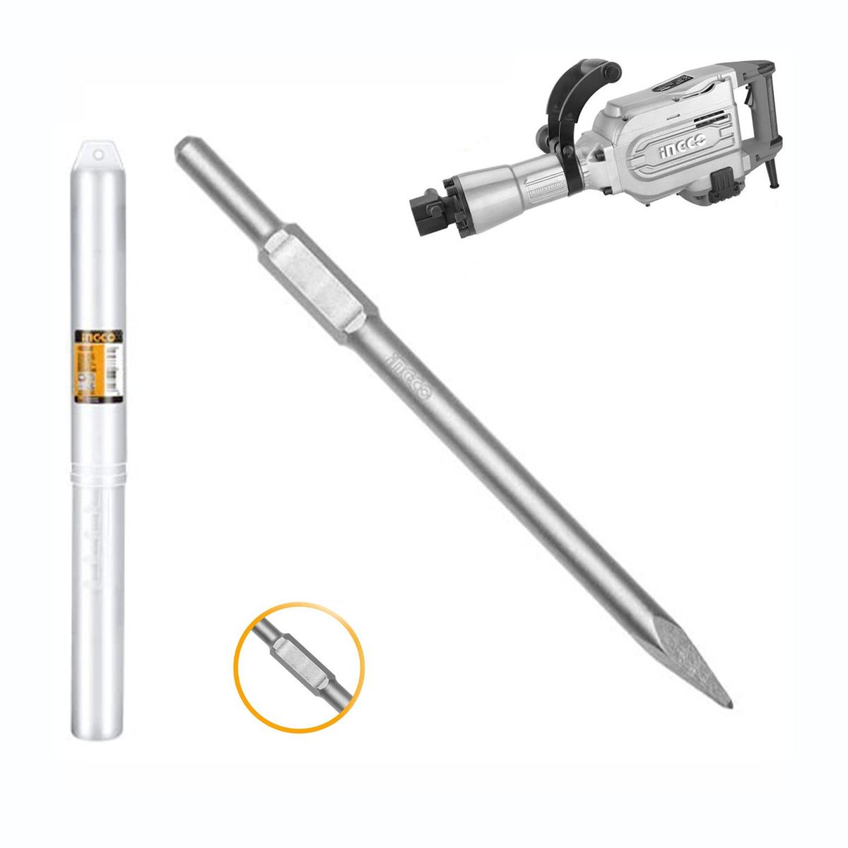 INGCO TOOLS - CINCEL PUNTA HEXAGONAL 30X410MM PARA DEMOLEDOR INGCO - DBC0314101