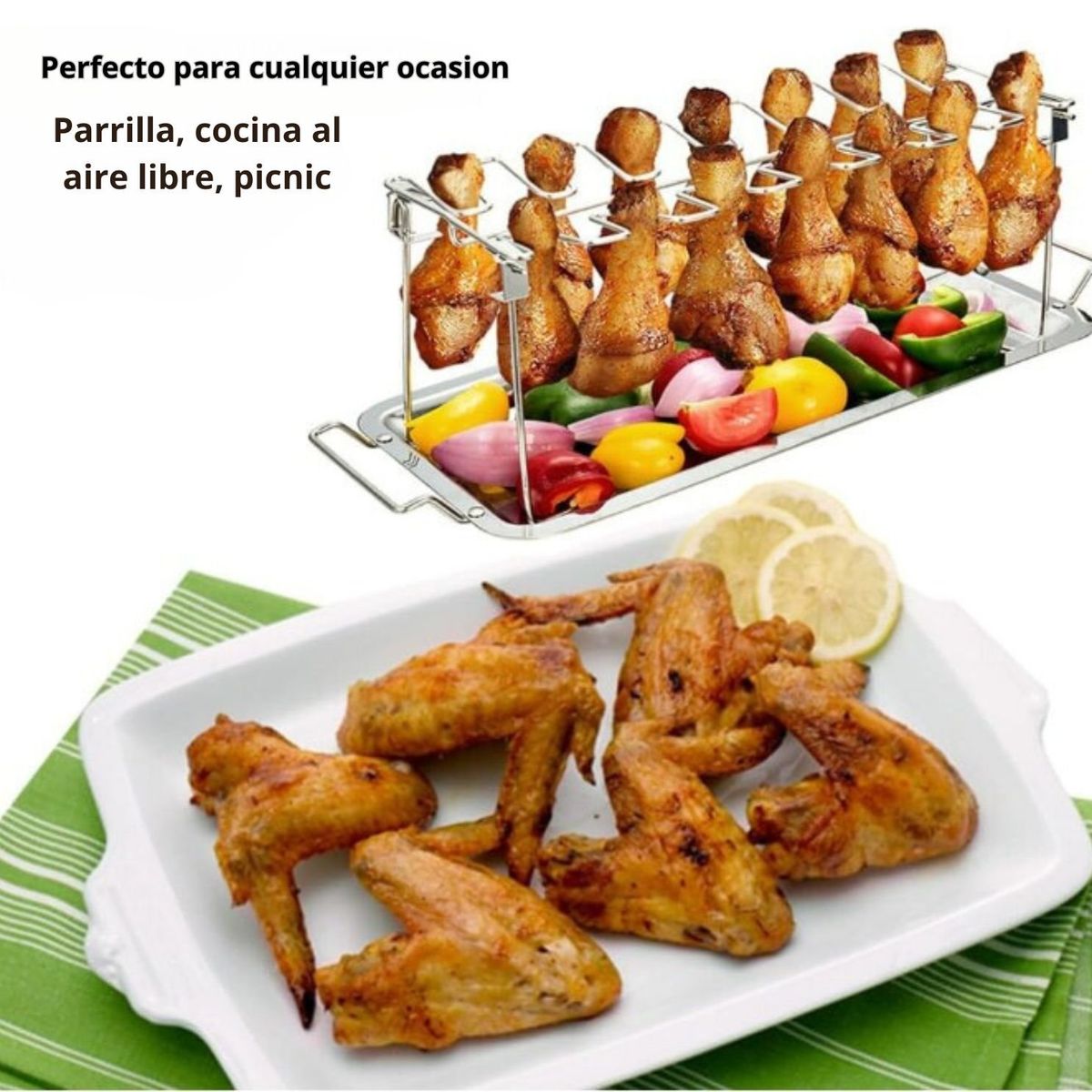 GENERICO - Set Parrillero Plegable Rack Multiusos para Asar