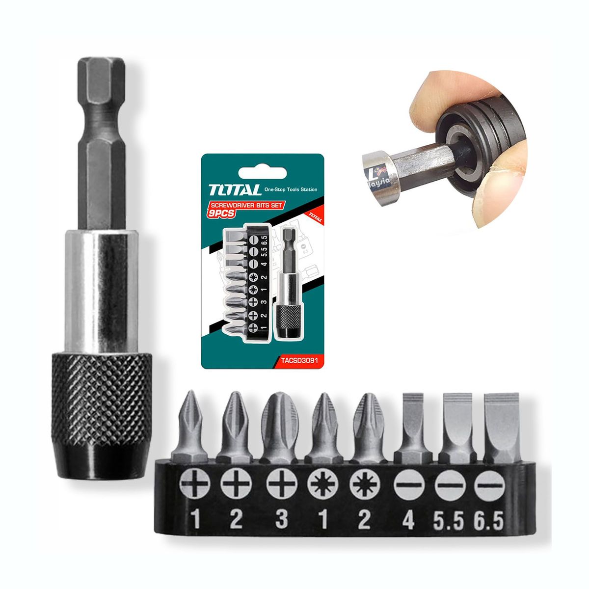 TOTAL TOOLS - COMBO 20V TOTAL TALADRO PERCUTOR 10MM DESARMADOR MANUAL SET PUNTAS