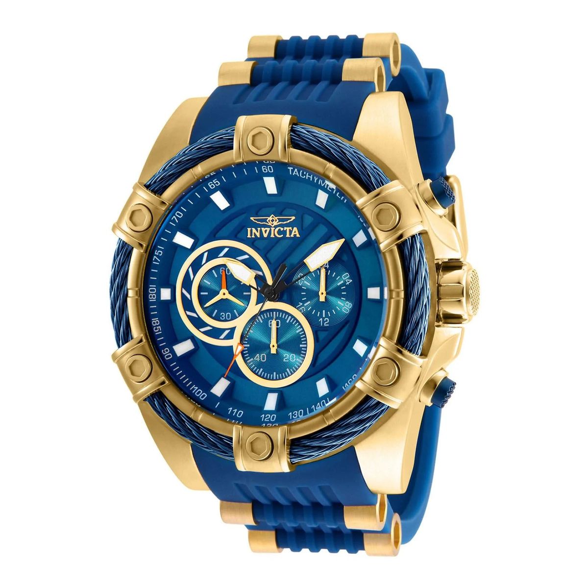 INVICTA - Reloj Invicta Bolt Acero Dorado con Azul y Silicona Azul 25527