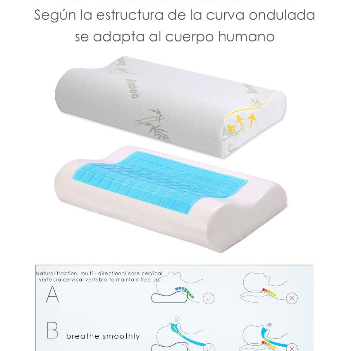 PERUMASSAGE - Almohada Ortopedica con Gel más Almohada para Rodillas - Combo