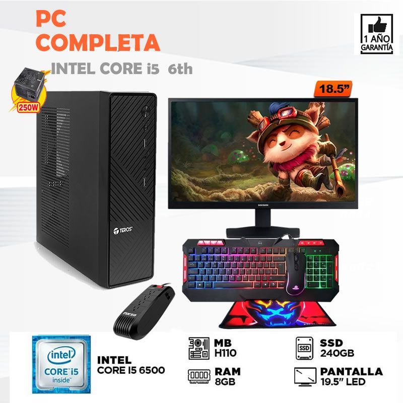 Computadora core i5 6500 ram 8gb ssd 240gb monitor  19 led