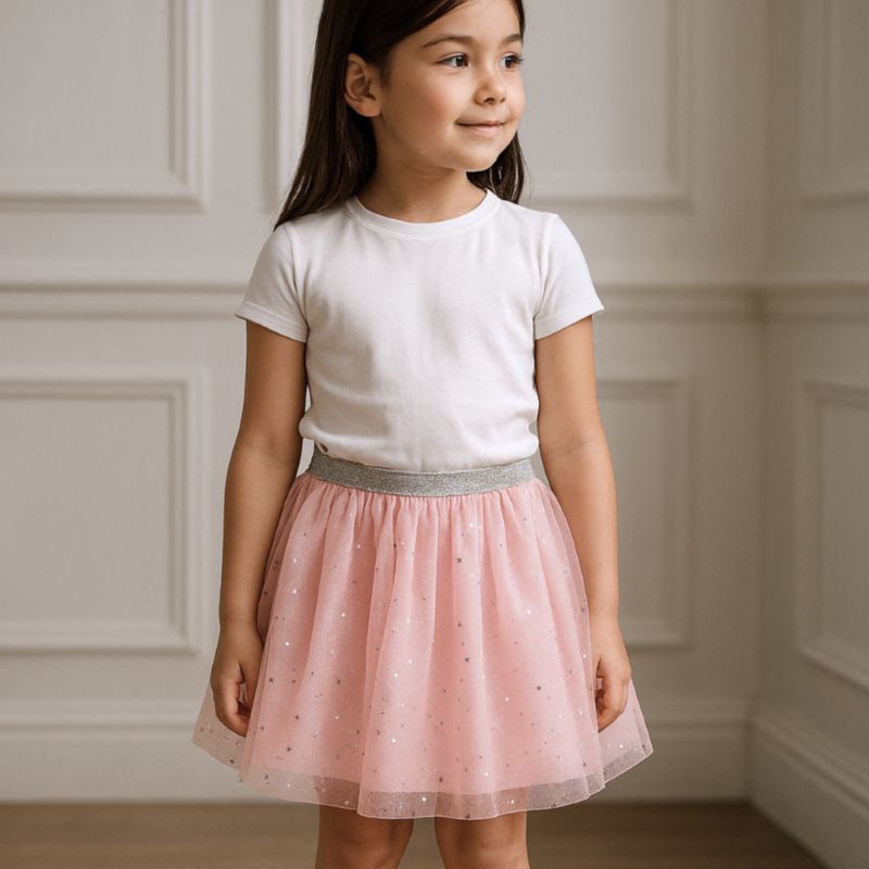 Falda Tutú Niña Tul Estrellas Rosa LE PETIT COMPANY