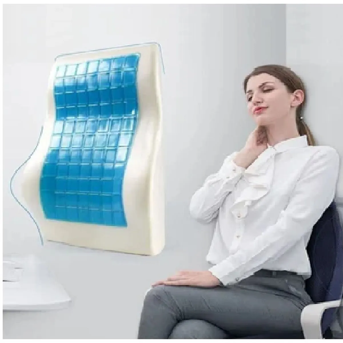 GENERICO - Cojín Respaldar Lumbar Ergonómico en Viscoelástico y Gel Refrescante