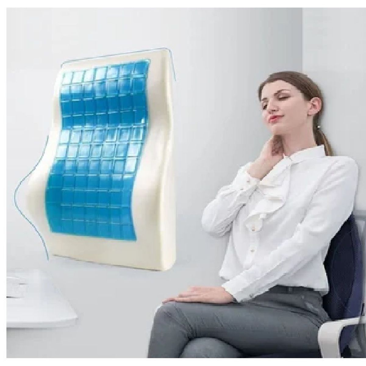 GENERICO - Cojín Respaldar Lumbar Ergonómico en Viscoelástico y Gel Refrescante