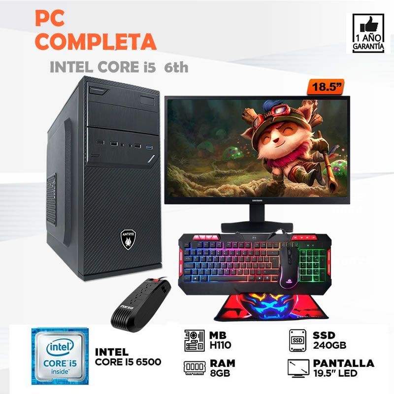 Computadora core i5 6500 ram 8gb ssd 240gb monitor  19 led