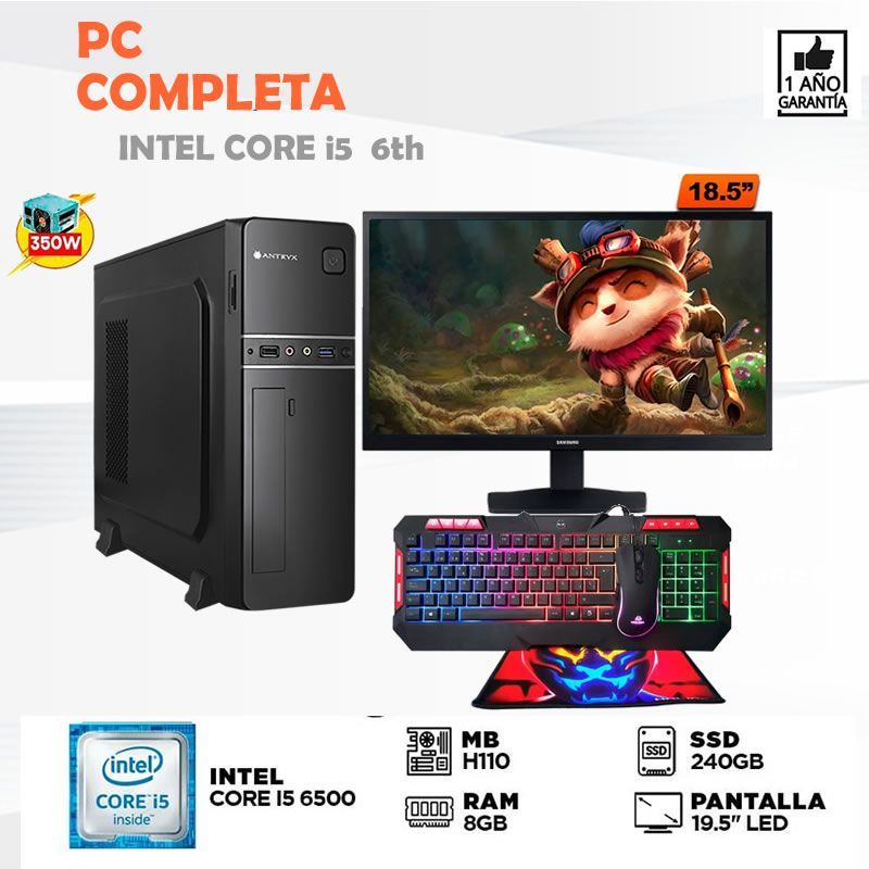 Computadora core i5 6500 ram 8gb ssd 240gb monitor  19 led