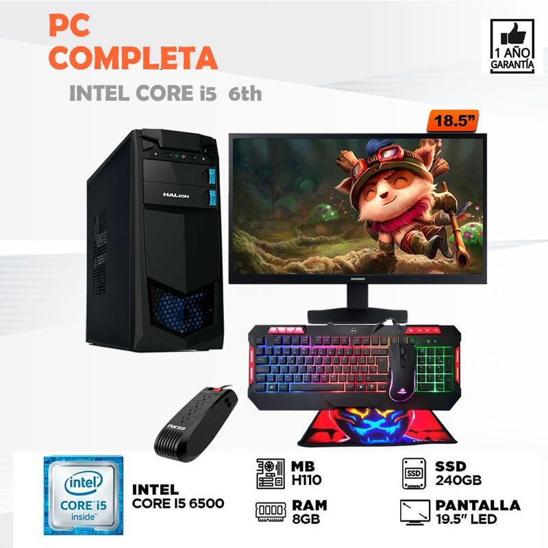 Computadora core i5 6500 ram 8gb ssd 240gb monitor  19 led