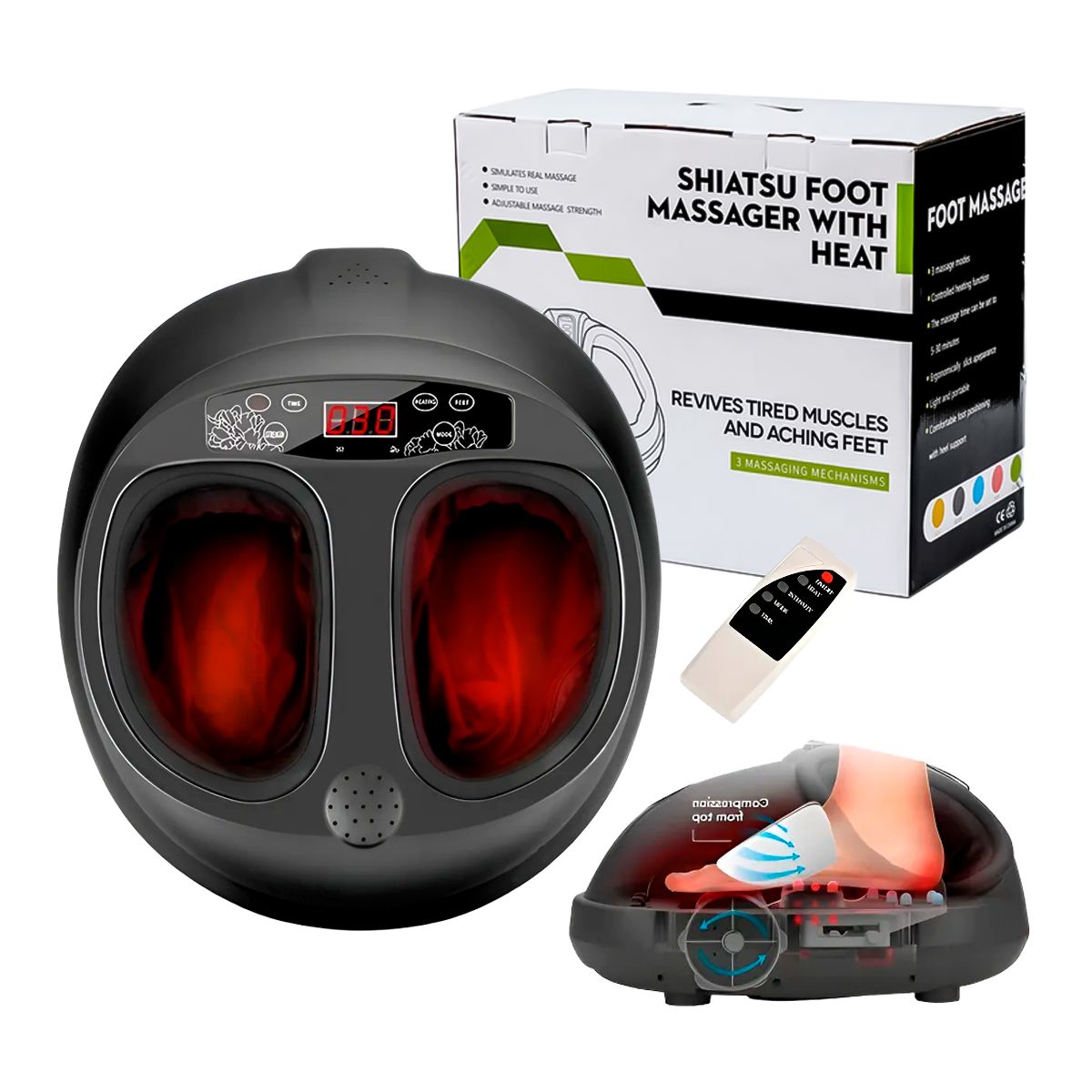 ULTRABYTE - Masajeador de pies con control remoto