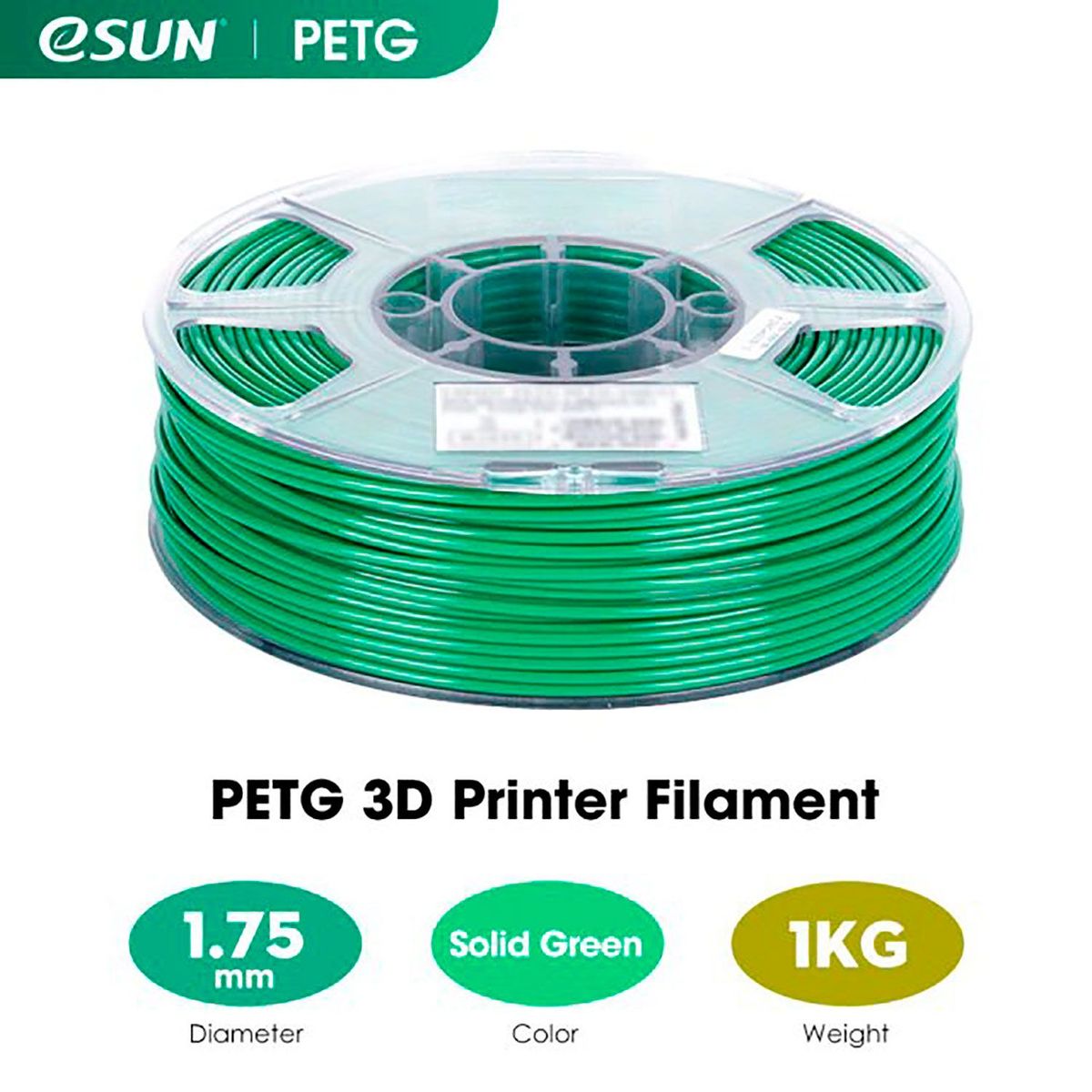 ESUN - Filamento 3d petg 175mm 1kg - Verde