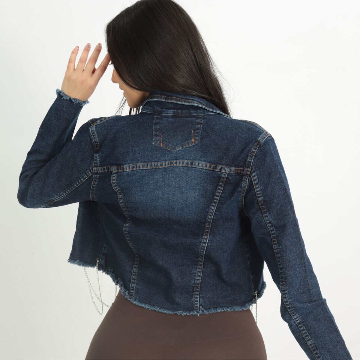 BENCUS JEANS - Casaca Crop Jeans con Cadenas