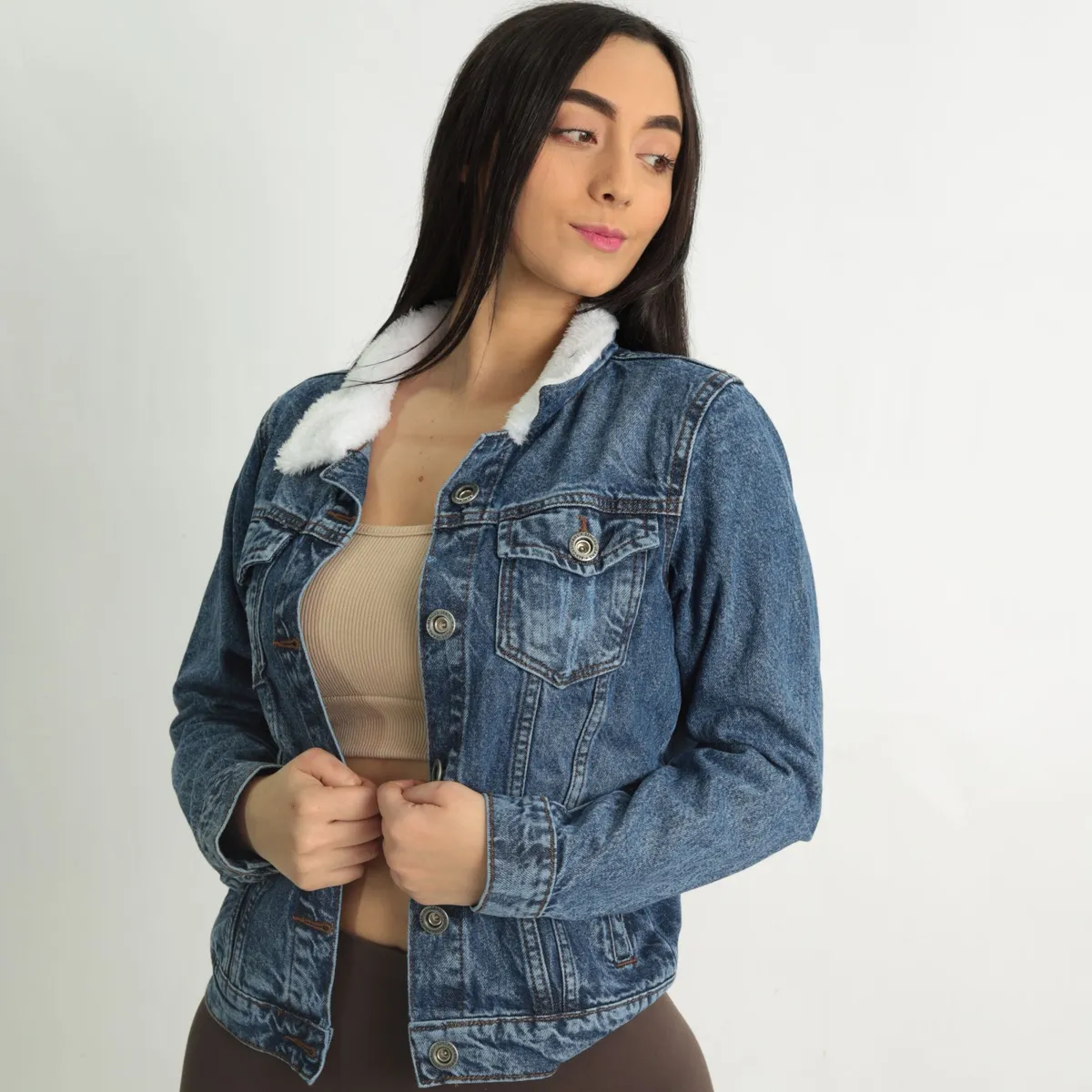 BENCUS JEANS - Casaca Jeans Clásico Mujer Peluche