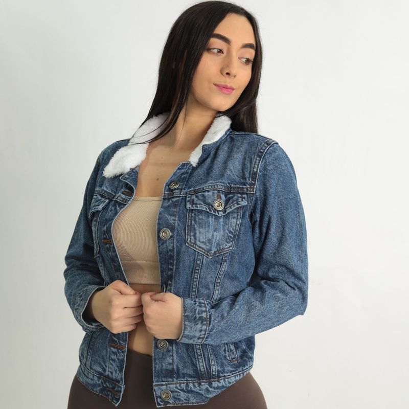 BENCUS JEANS - Casaca Jeans Clásico Mujer Peluche