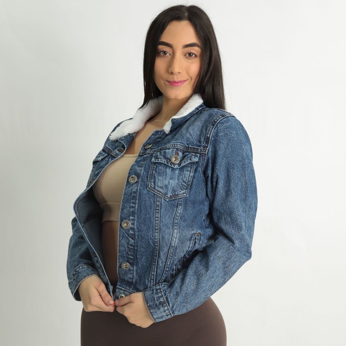 BENCUS JEANS - Casaca Jeans Clásico Mujer Peluche