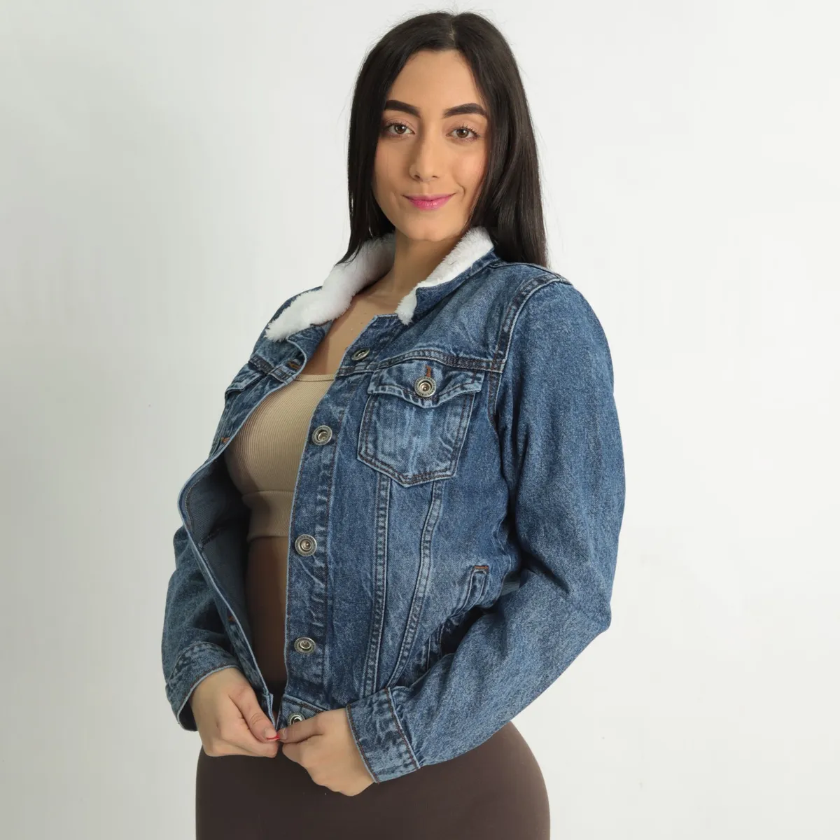 BENCUS JEANS - Casaca Jeans Clásico Mujer Peluche