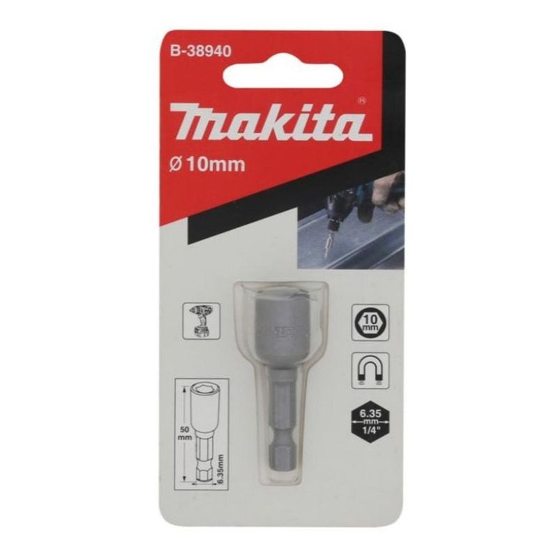 MAKITA - Dado Hexagonal Milimétrico 1/4" x 10 mm Corto Makita B-38940