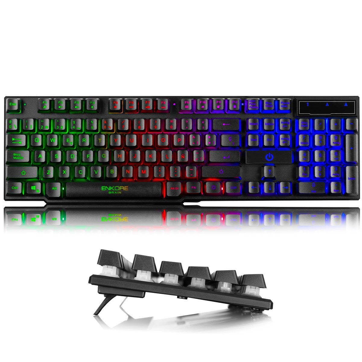 ENKORE - Teclado Gamer Semimecánico Brain Enkore Led Rainbow