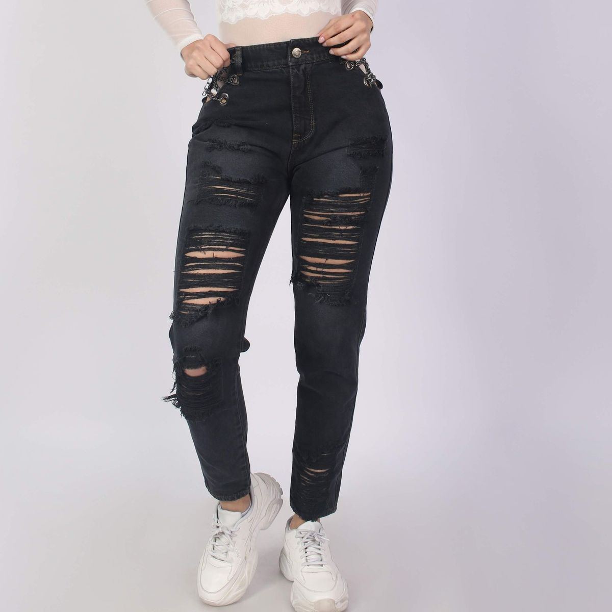 GENERICO - Pantalón Jeans Cadena Mujer Denim