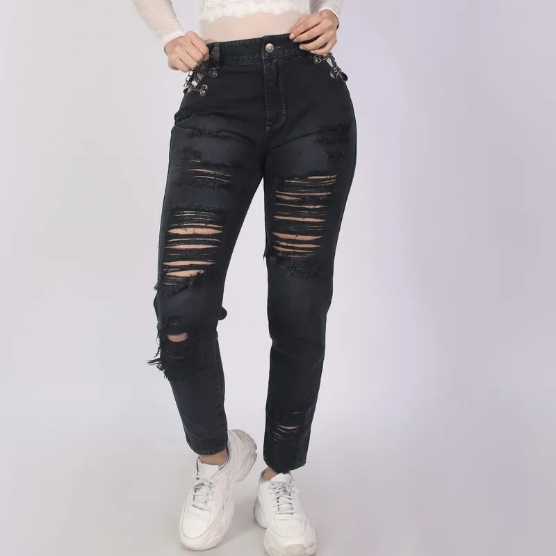 BENCUS JEANS - Pantalón Jeans Rasgado Mujer Denim
