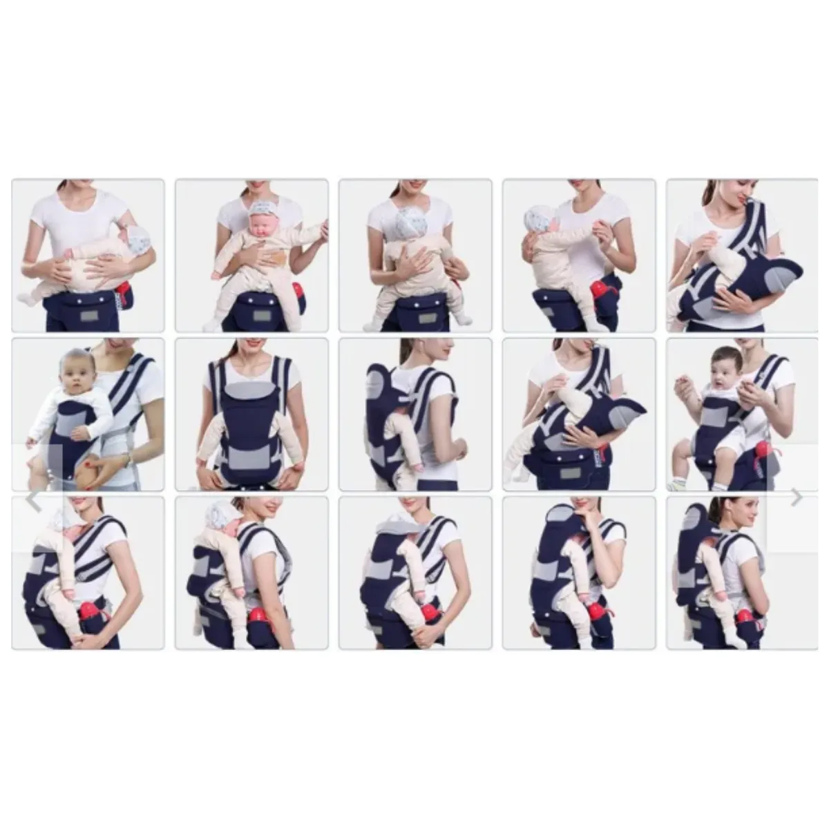 GENERICO - CANGURO BEBE ERGONÓMICO 15 POSICIONES CON PAÑALERA AZUL