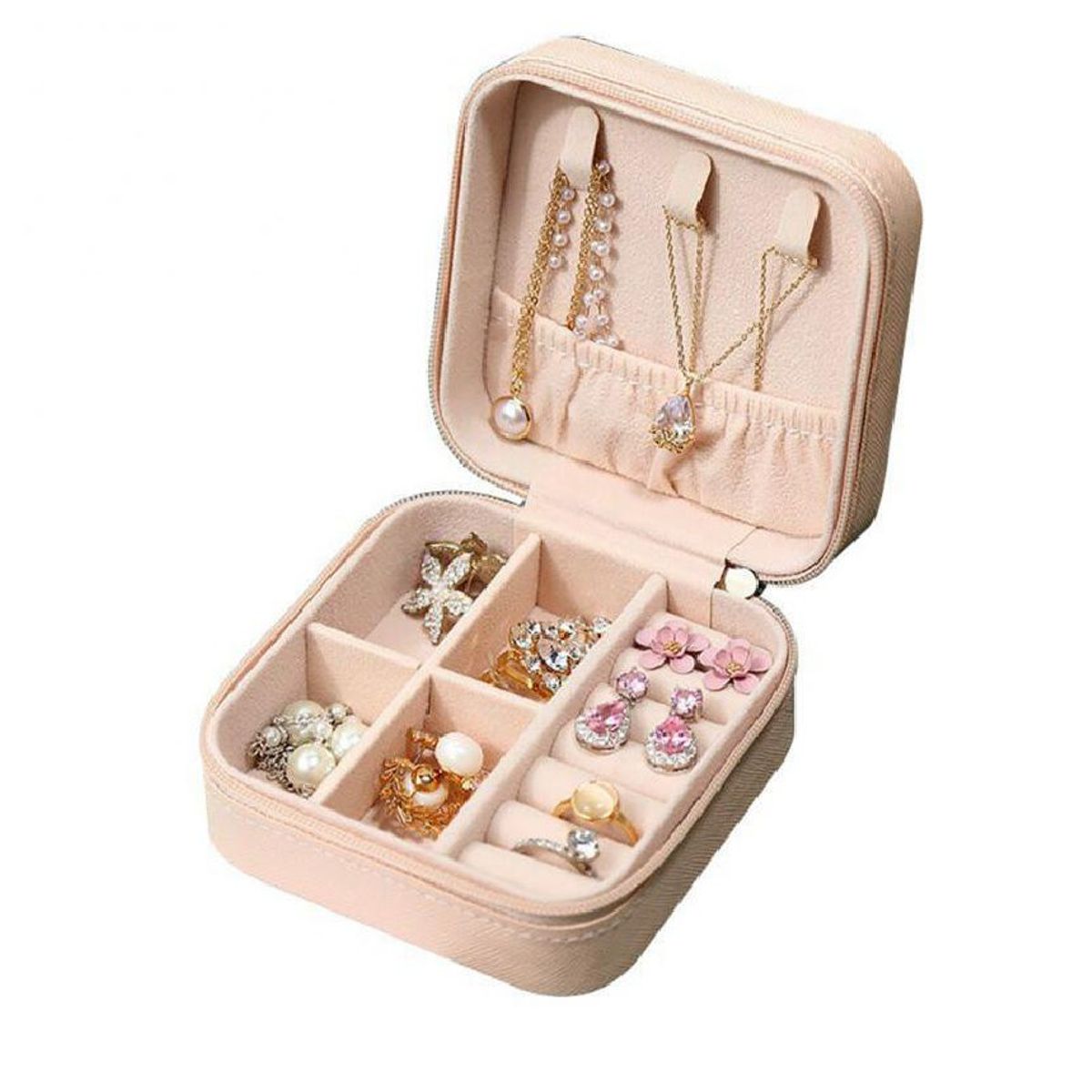 GENERICO - Mini Joyero Portátil Con Cierre de 10x10x5cm