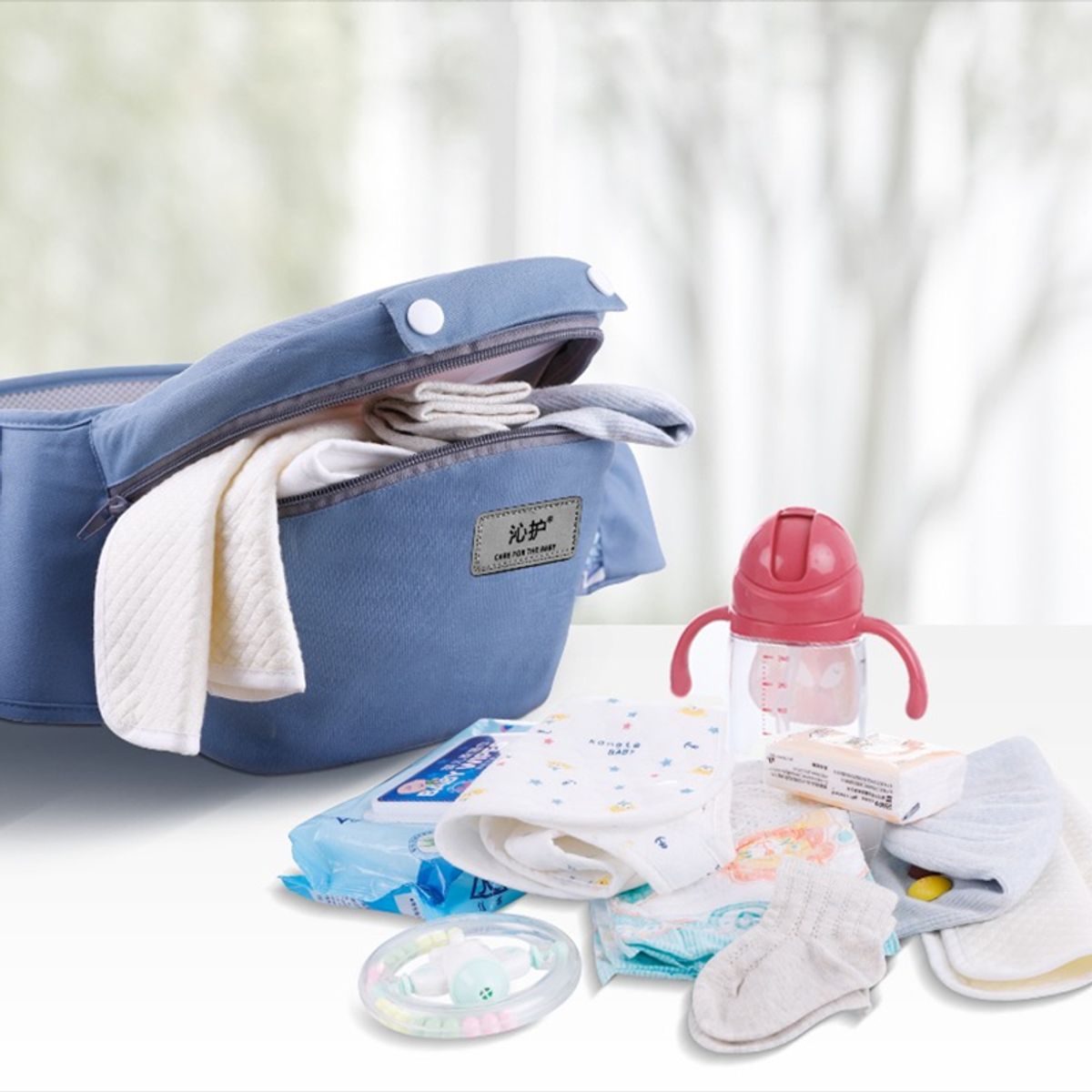 GENERICO - CANGURO BEBE ERGONÓMICO 15 POSICIONES CON PAÑALERA ROJO