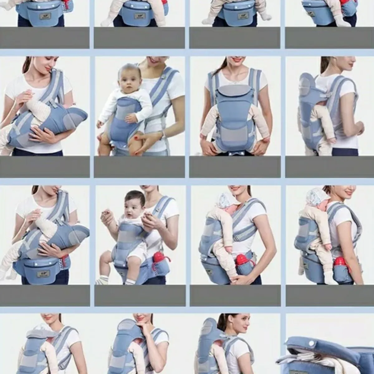 GENERICO - CANGURO ERGONÓMICO BEBE 15 POSICIONES CON PAÑALERA AZ/BLANCO