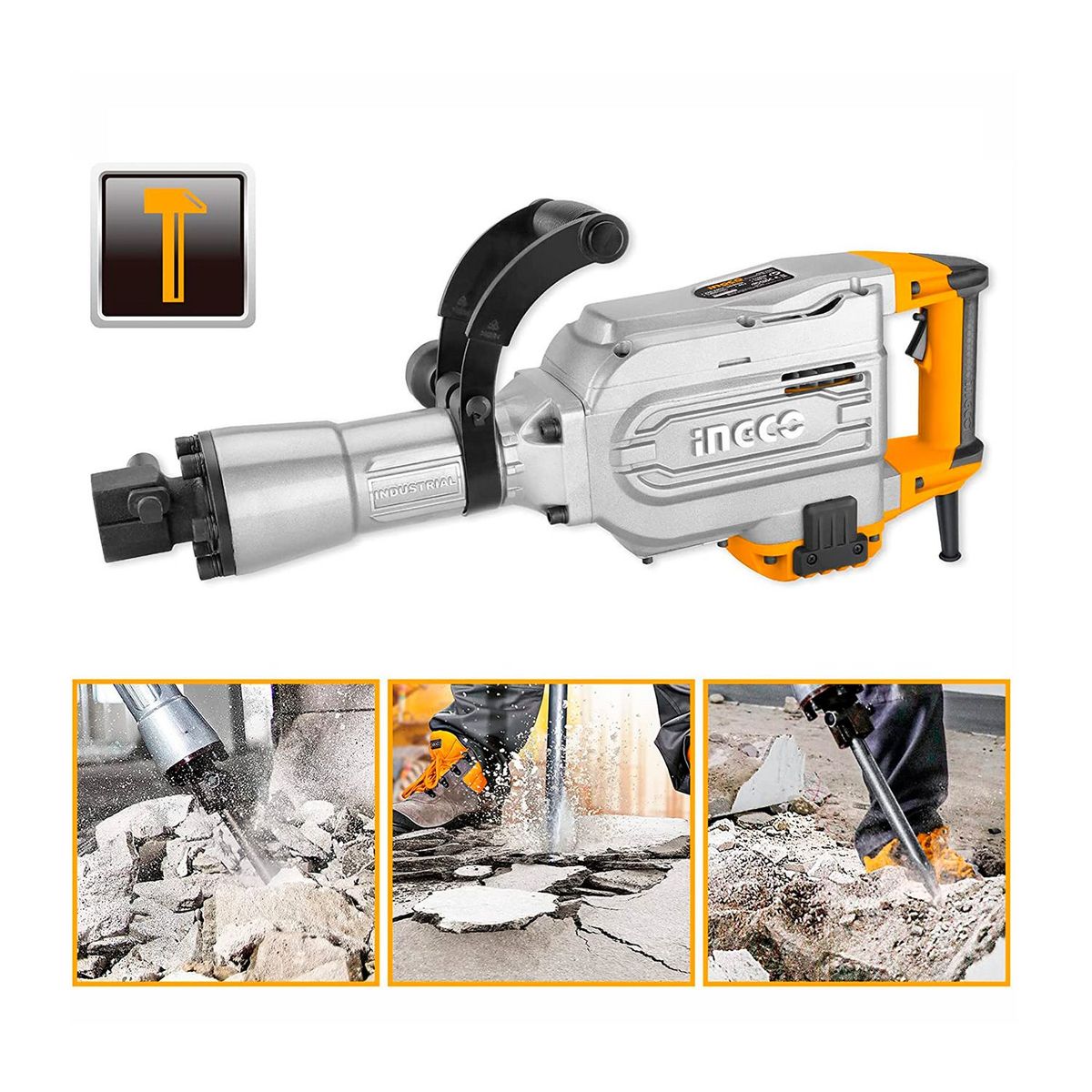 INGCO TOOLS - Martillo Demoledor 1700w Industrial 16kg  50J Ingco - Pdb17008