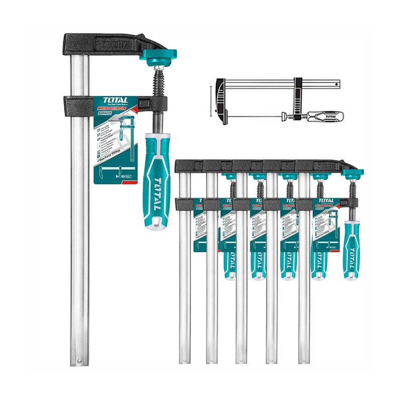 TOTAL TOOLS - PRENSA SARGENTO TIPO F ABRAZADERA 50×250MM TOTAL - THT1320503 x 5