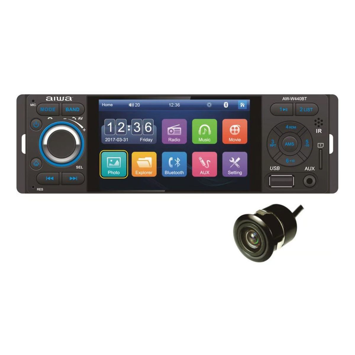 AIWA - Autoradio Aiwa Pantalla 4 Bluetooth Mirrorlink AW-W440BT Con Camara