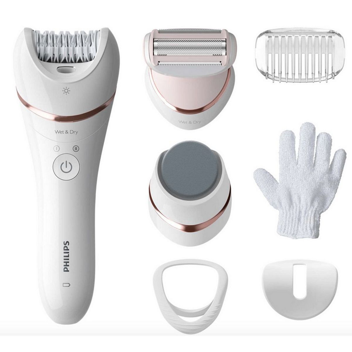 PHILIPS - Depiladora Inalámbrica Philips Cuerpo Piernas Pies 7 Accesorios BRE730