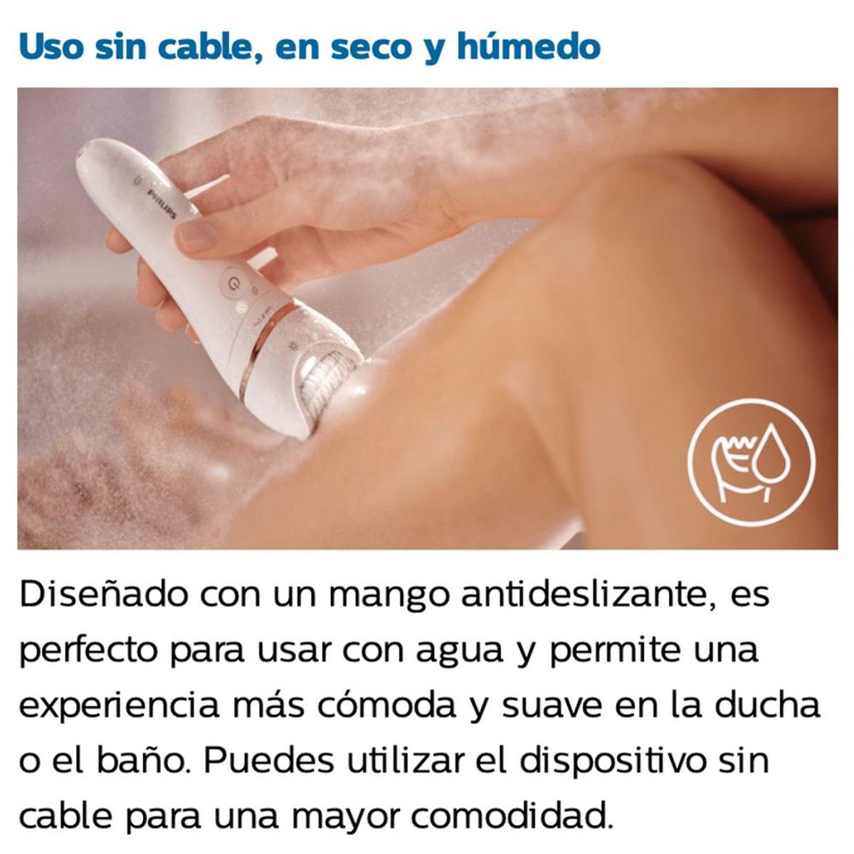 PHILIPS - Depiladora Inalámbrica Philips Cuerpo Piernas Pies 7 Accesorios BRE730