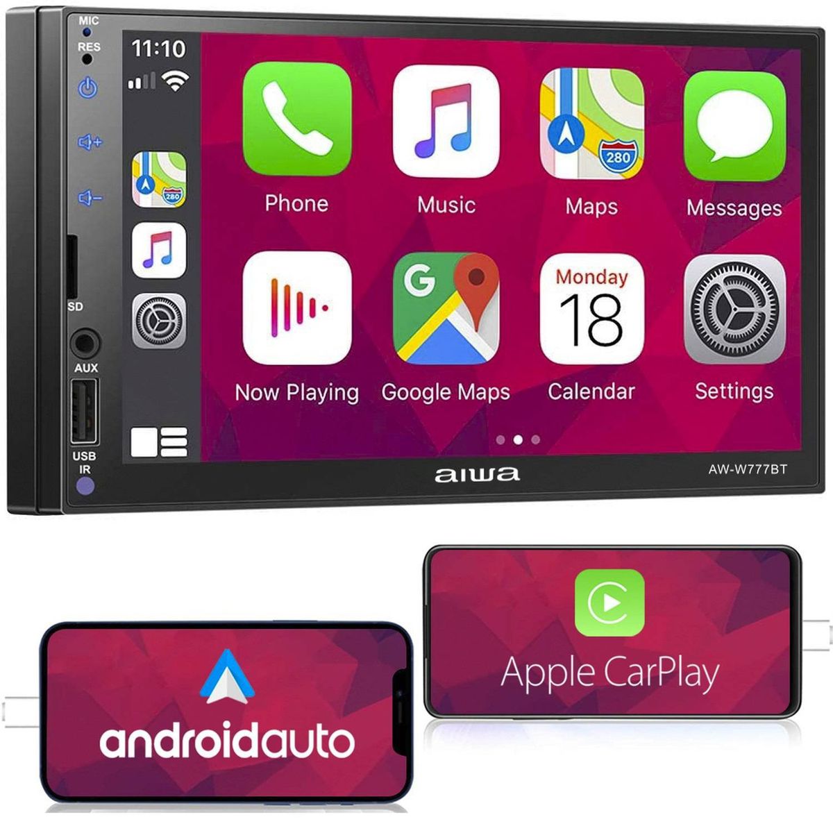 AIWA - Autoradio Aiwa 7 Bluetooth Mirrorlink AndroidAuto Carplay con Camara