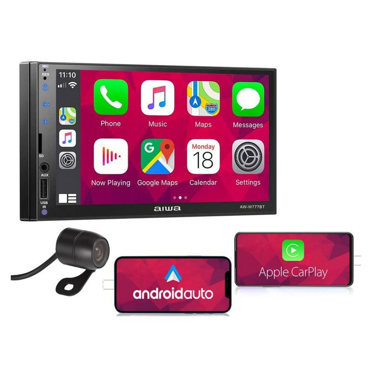 AIWA - Autoradio Aiwa 7 Bluetooth Mirrorlink AndroidAuto Carplay con Camara