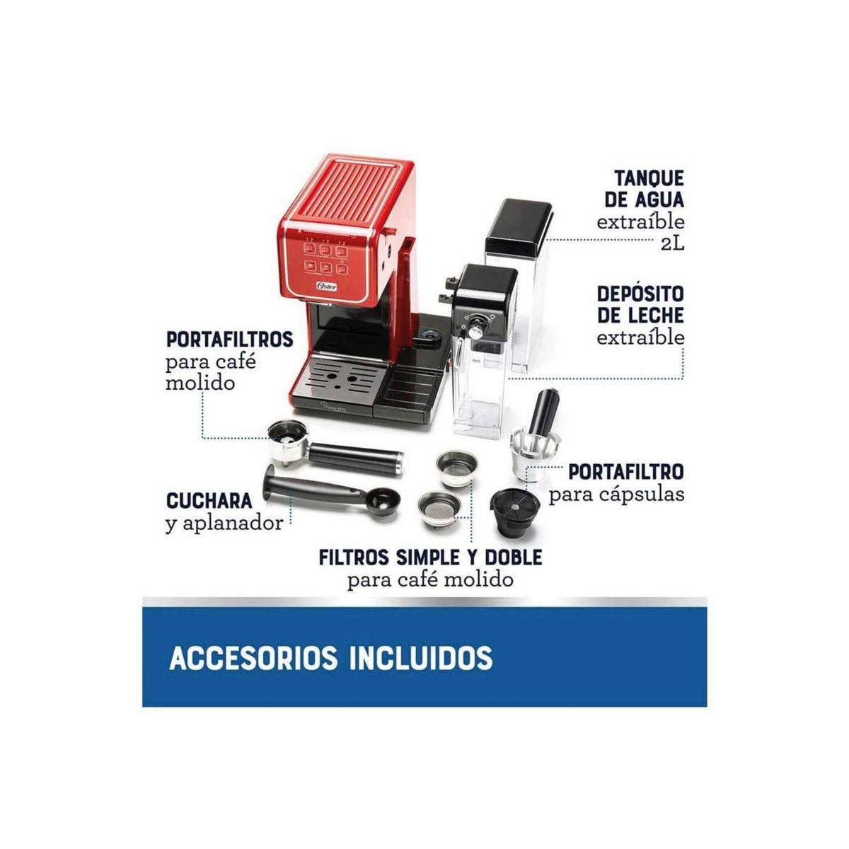 OSTER - Cafetera PrimaLatte Touch Oster BVSTEM6801R Rojo