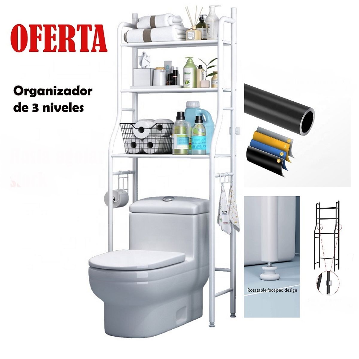 GENERICO - Estante de baño 3 niveles organizador de 160x50x25.