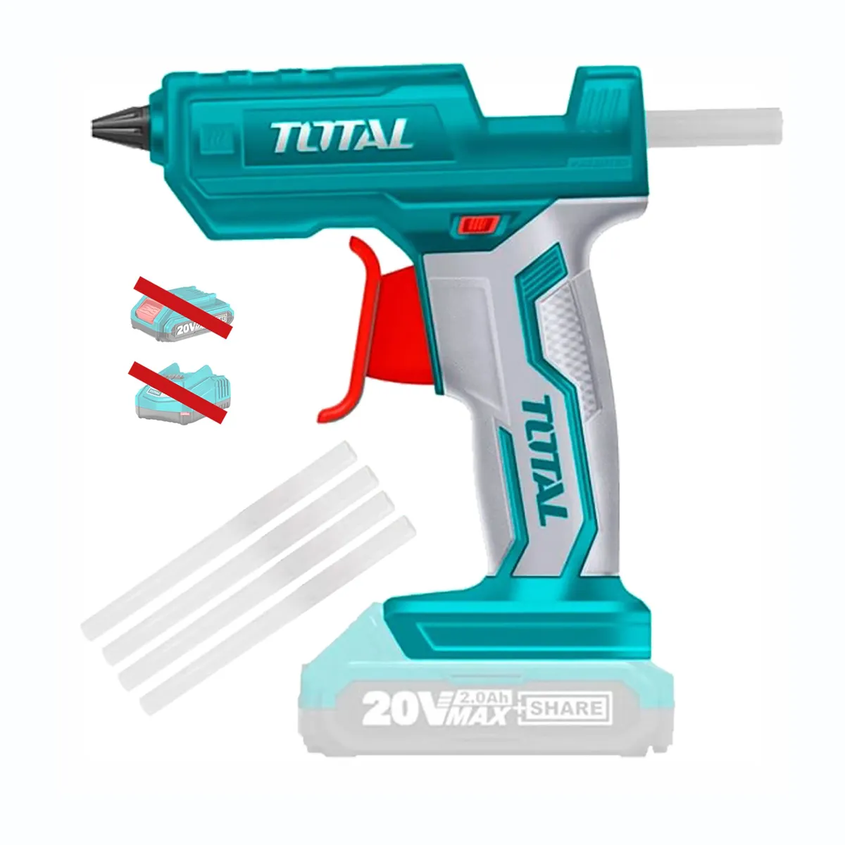 TOTAL TOOLS - PISTOLA DE SILICONA CALIENTE 20V INALÁMBRICA GLUE TOTAL - TGGLI2001