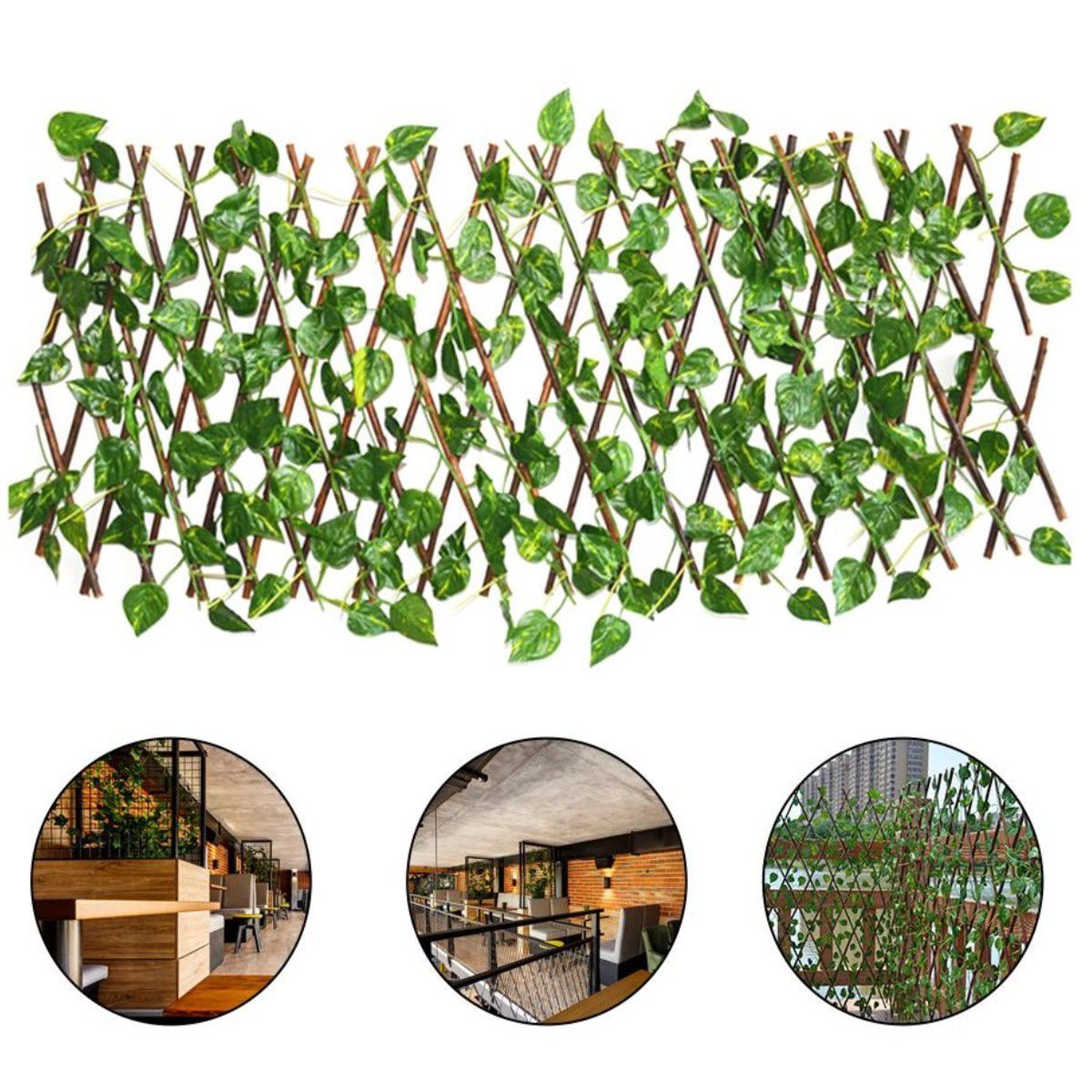 INSPIRA MARKET - Cerca Reja Valla Extensible de Plantas Artificial de Jardín Treillage