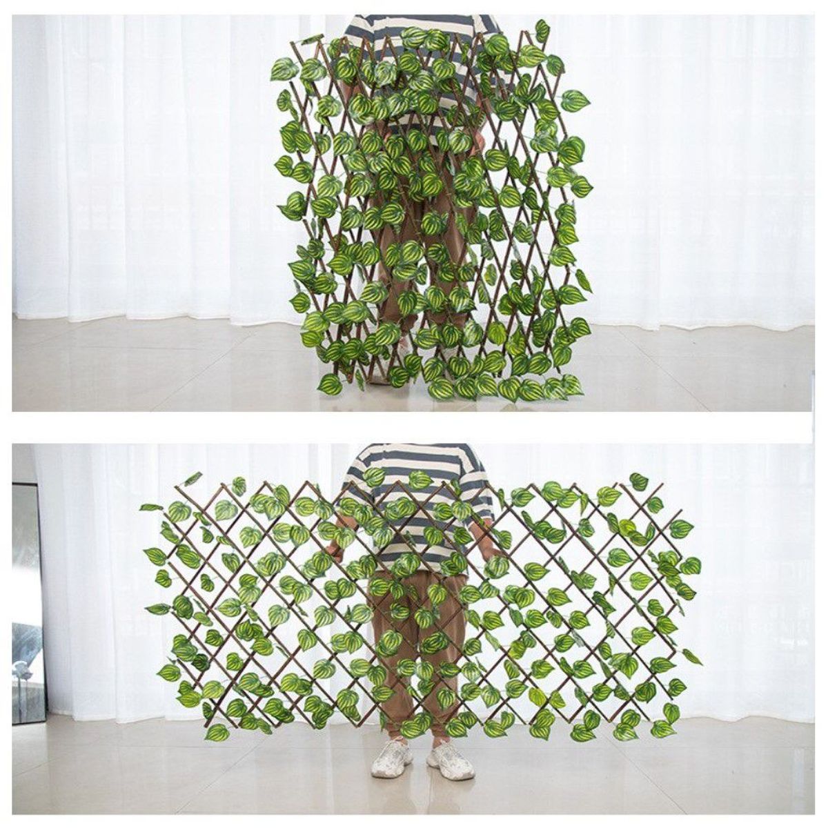 INSPIRA MARKET - Cerca Reja Valla Extensible de Plantas Artificial de Jardín Treillage