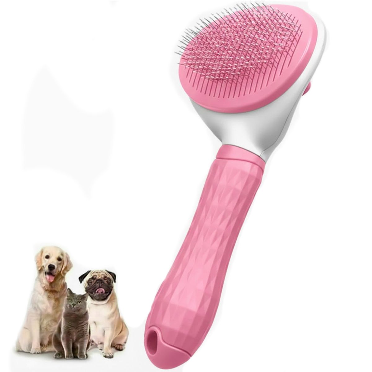 OEM - Peine Cepillo Quita Pelusa con Expulsador - Rosa
