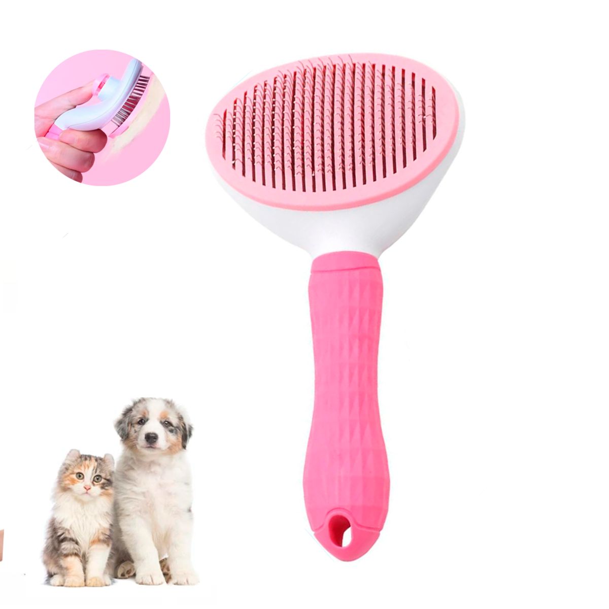 OEM - Peine Cepillo Quita Pelusa con Expulsador - Rosa
