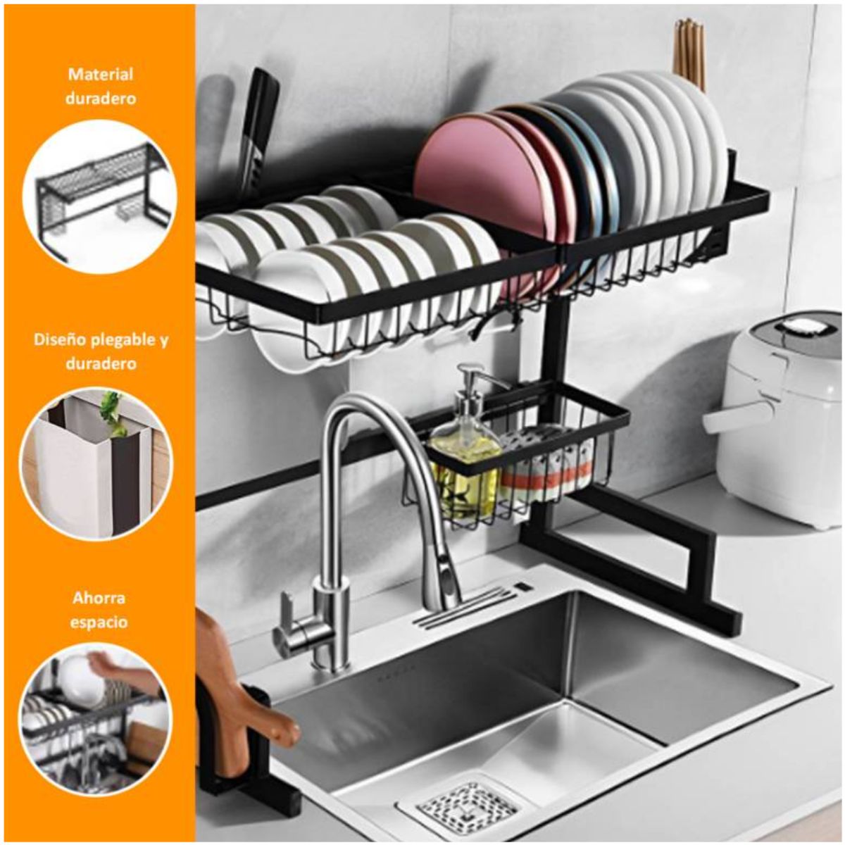 INSPIRA MARKET - Escurridor Organizador de Platos de Cocina 65 cm