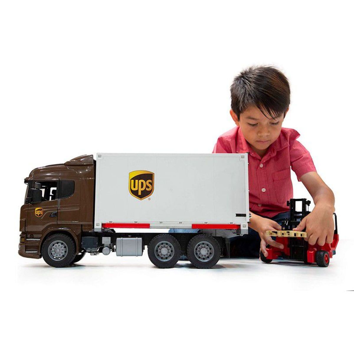 BRUDER - Juguete Funcional de Camión Trailer Furgón UPS Scania Bruder Fabricación Alemana