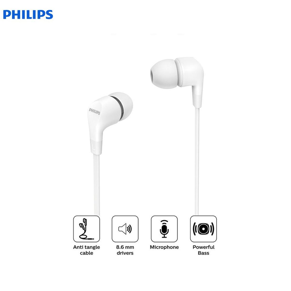 PHILIPS - Audífonos Philips TAE1105 In Ear con Micrófono Blanco