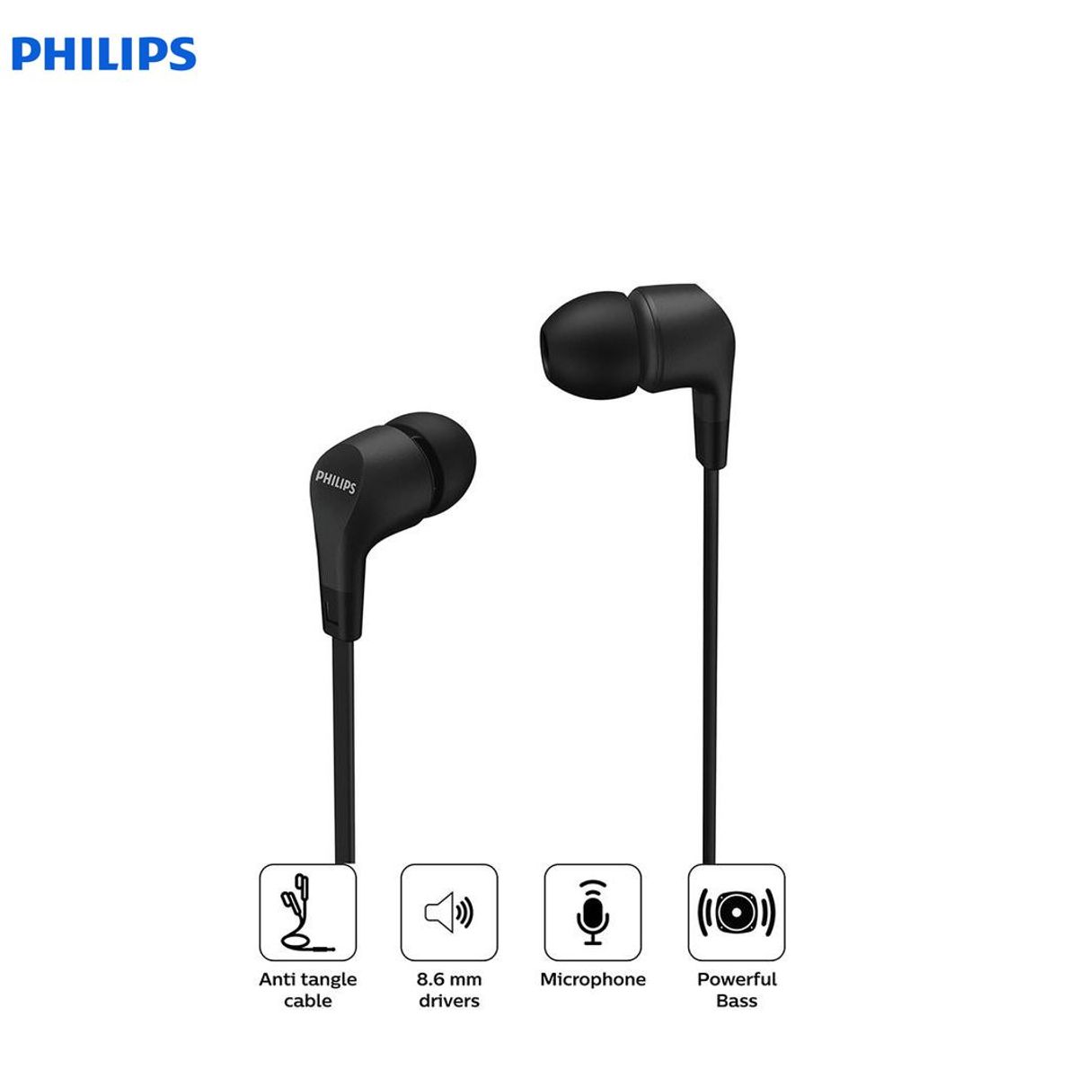 PHILIPS - Audífonos Philips TAE1105 In Ear con Micrófono Negro