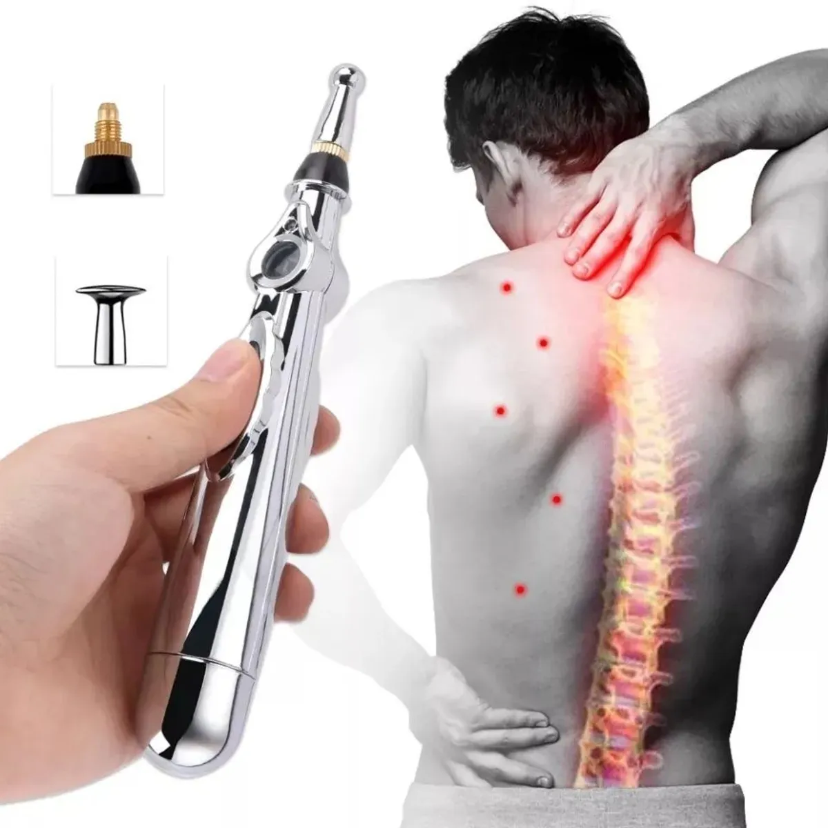 PERUMASSAGE - Electroestimulador Digital Tens 4 Parches y Lapiz de Acupuntura.